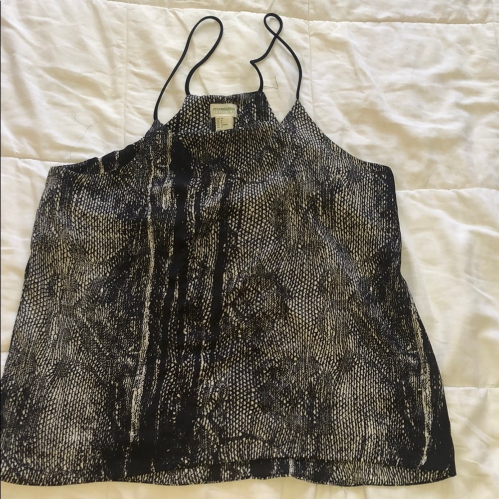 Black Snake Skin Strap Top
